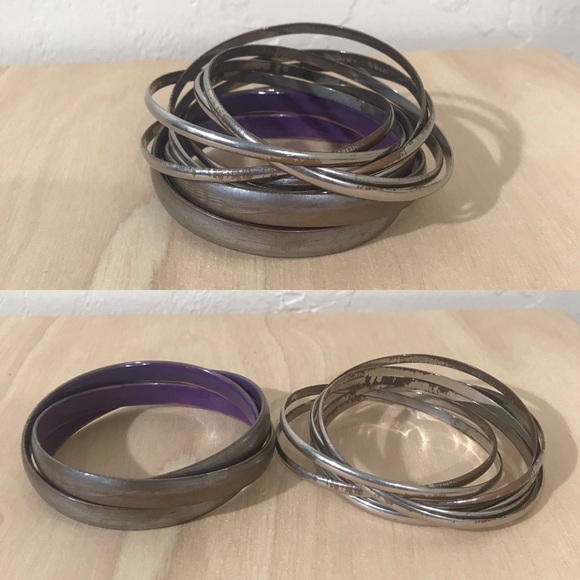 Jewelry - Set of 2 Silver Infinity Bangles- 1 Thin ; 1 Thick